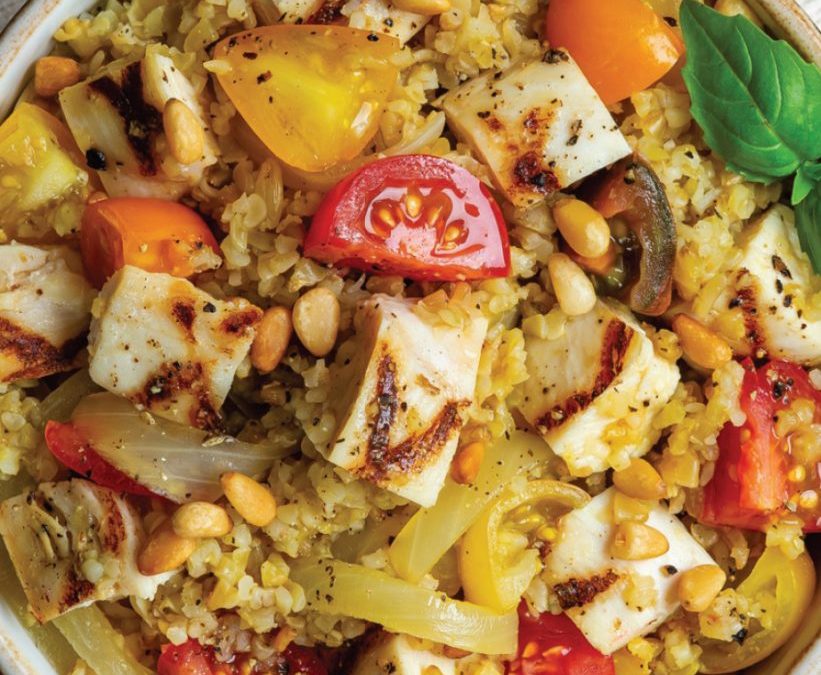 Grilled Chicken & Summer Tomato Freekeh Risotto