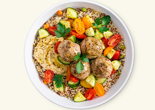 Mediterranean Quinoa with Turkey Meatballs