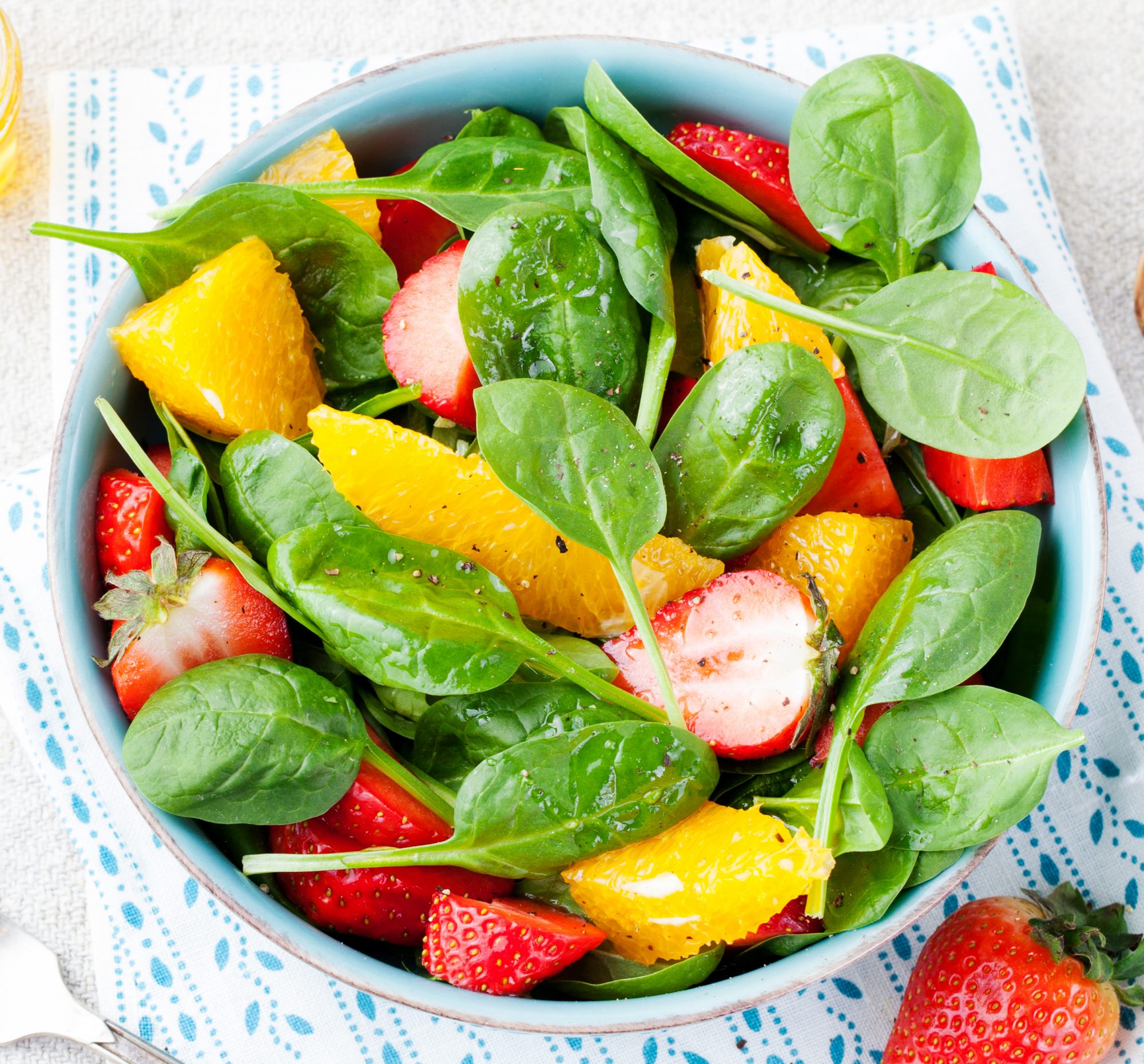 Minty Spinach Fruit Salad