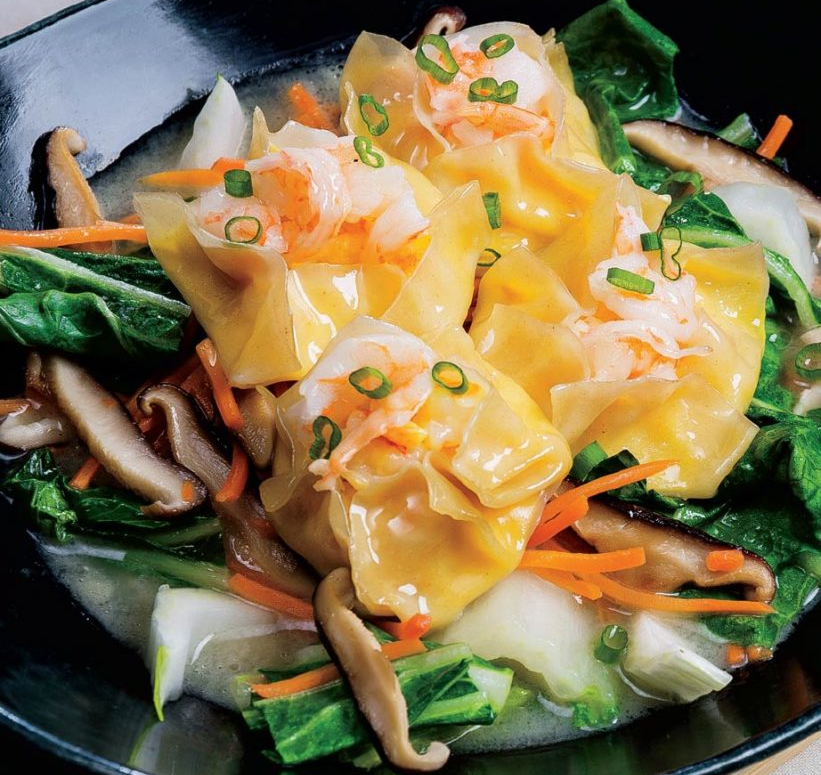 Steamed Shrimp Shumai with Miso Vegetables